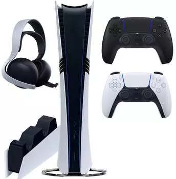 Sony PlayStation 5 Pro (PS5 Pro, EU) + 2-й геймпад (чёрная полночь) + гарнитура PULSE Elite + зарядная станция