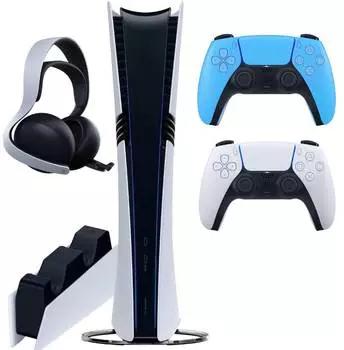 Sony PlayStation 5 Pro (PS5 Pro, EU) + 2-й геймпад (звездный синий) + гарнитура PULSE Elite + зарядная станция