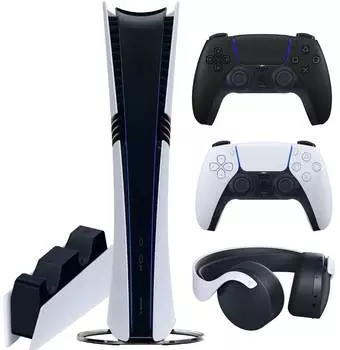 Sony PlayStation 5 Pro (PS5 Pro, EU) + 2-й геймпад (чёрная полночь) + гарнитура PULSE 3D + зарядная станция