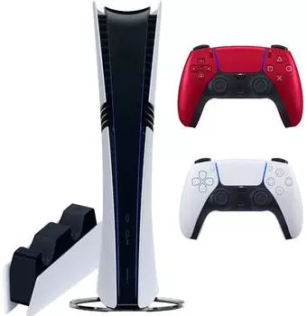 Sony PlayStation 5 Pro (PS5 Pro, EU) + 2-й геймпад (вулканический красный) + зарядная станция