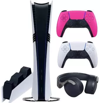 Sony PlayStation 5 Pro (PS5 Pro, EU) + 2-й геймпад (новая звезда) + гарнитура PULSE 3D (камо) + зарядная станция