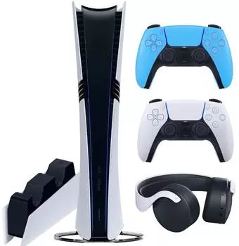 Sony PlayStation 5 Pro (PS5 Pro, EU) + 2-й геймпад (звездный синий) + гарнитура PULSE 3D + зарядная станция