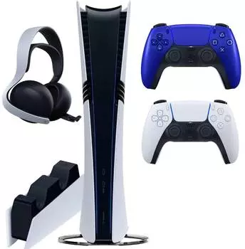 Sony PlayStation 5 Pro (PS5 Pro, EU) + 2-й геймпад (синий кобальт) + гарнитура PULSE Elite + зарядная станция