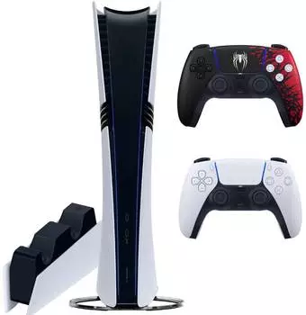 Sony PlayStation 5 Pro (PS5 Pro, EU) + 2-й геймпад Spider-Man 2 Limited Edition + зарядная станция