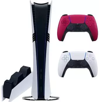 Sony PlayStation 5 Pro (PS5 Pro, EU) + 2-й геймпад (космический красный) + зарядная станция