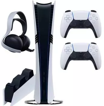 Sony PlayStation 5 Pro (PS5 Pro, EU) + 2-й геймпад (белый) + гарнитура PULSE Elite + зарядная станция