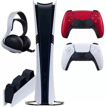 Sony PlayStation 5 Pro (PS5 Pro, EU) + 2-й геймпад (вулканический красный) + гарнитура PULSE Elite + зарядная станция