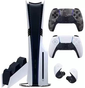 Sony PlayStation 5 Pro (PS5 Pro, JP) + 2-й геймпад (серый камуфляж) + гарнитура PULSE Explore + дисковод + зарядная станция