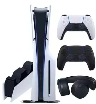 Sony PlayStation 5 Slim (PS5 Slim) + 2-й геймпад (чёрная полночь) + гарнитура + зарядная станция