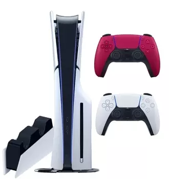 Sony PlayStation 5 Slim (PS5 Slim) + 2-й геймпад (космический красный) + зарядная станция