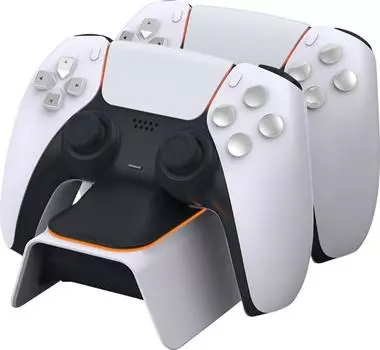 Зарядная станция DOBE для 2-х геймпадов Sony Dualsense RGB (белая) (TP5-0521S)