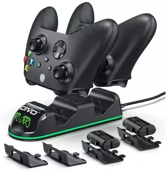 Зарядная станция OIVO для 2-х геймпадов Microsoft XBOX One / Series X|S + 2 аккумулятора 1300 мА·ч (IV-X131)(черная)
