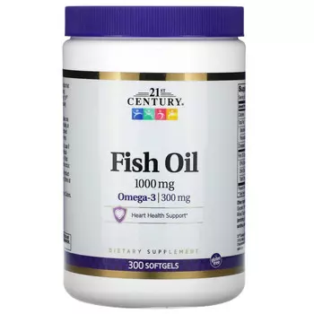 21st Century, рыбий жир, 1000 мг, 300 капсул