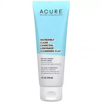 Acure, Incredibly Clear, очищающая глина с древесным углем и лимонадом, 118 мл (4 жидк. унции)