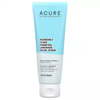 Acure, Incredibly Clear, скраб для лица с древесным углем и лимонадом, 118 мл (4 жидк. унции)