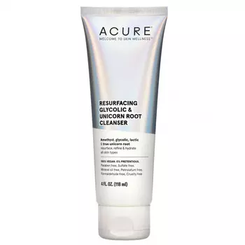 Acure, Очищающее средство для восстановления поверхности кожи с гликолем и корнем единорога, 118 мл (4 жидк. Унции)