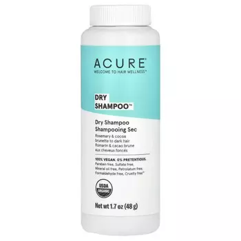 Acure, сухой шампунь, для брюнеток и обладательниц темных волос, розмарин и какао, 58 г (1,7 унции)