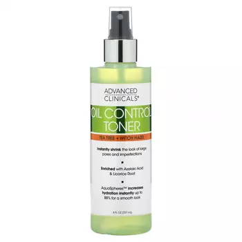 Advanced Clinicals, Тоник для контроля жирности, чайное дерево и гамамелис, 237 мл (8 жидк. Унций)