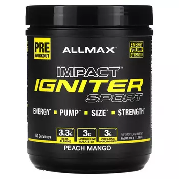 ALLMAX, IMPACT Igniter Sport, перед тренировкой, персик и манго, 320 г (11,29 унции)
