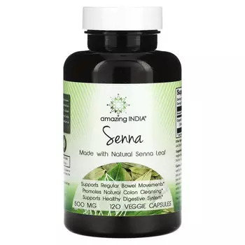 Amazing India, Сенна, 500 мг, 120 растительных капсул