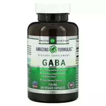 Amazing Nutrition, Габа, 750 мг, 100 вегетарианских капсул