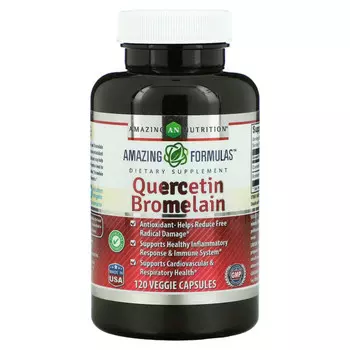 Amazing Nutrition, Кверцетин бромелайн, 120 растительных капсул