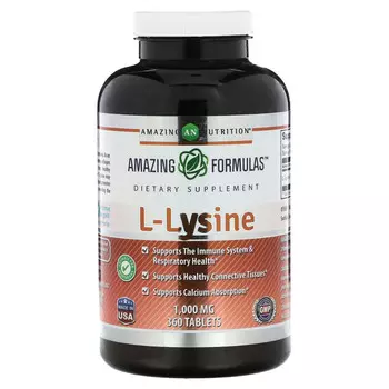 Amazing Nutrition, L-лизин, 1000 мг, 360 таблеток