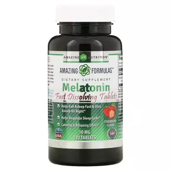 Amazing Nutrition, Мелатонин, клубника, 10 мг, 120 таблеток
