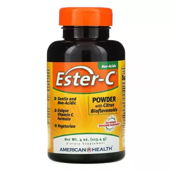 American Health, Ester-C, порошок с цитрусовыми биофлавоноидами, 113,4 г (4 унции)