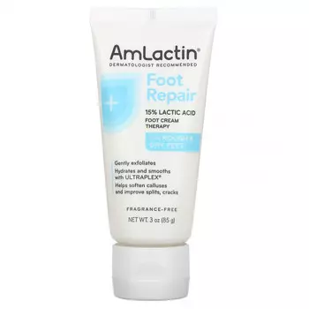 AmLactin, Foot Repair, для огрубевшей и сухой кожи ног, без отдушек, 85 г (3 унции)