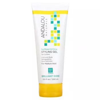 Andalou Naturals, Гель для укладки волос, бриллиантовое сияние, средняя фиксация, подсолнечник и цитрус, 200 мл
