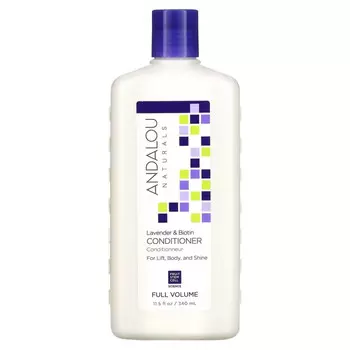 Andalou Naturals, Кондиционер, для объема, густоты, блеска, сияния волос, поднимает от корней, лаванда и биотин, 11,5 ж. унц. (340 мл)
