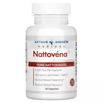 Arthur Andrew Medical, Наттовена, очищенная наттокиназа, 200 мг, 30 капсул