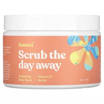 Asutra, Сними дневной стресс отшелушивающим скрабом для тела, с витамином C, 12 унций (350 г)