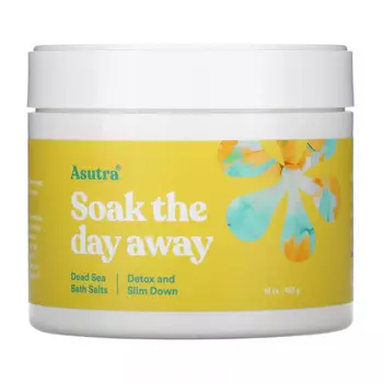 Asutra, Сними дневной стресс в ванне с солями Мертвого моря, детокс и похудение, 16 унций (453 г)