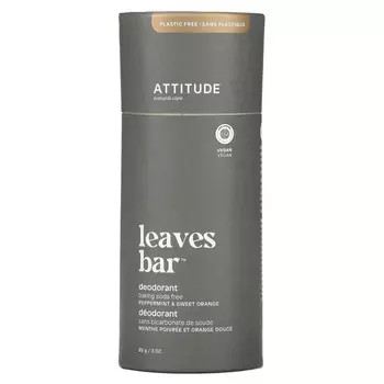 ATTITUDE, Дезодорант Leaves, перечная мята и сладкий апельсин, 85 г (3 унции)
