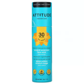 ATTITUDE, Для детей, солнцезащитный крем с минералами, SPF 30, без запаха, 30 г (1 унция)
