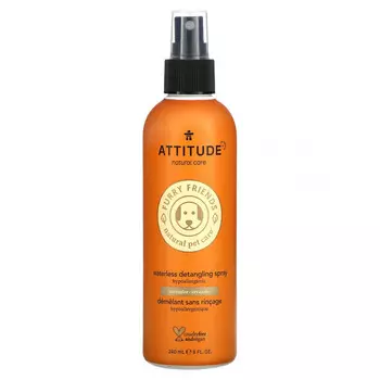 ATTITUDE, Furry Friends Natural Pet Care, безводный спрей для распутывания волос, лаванда, 240 мл (8 жидк. Унций)
