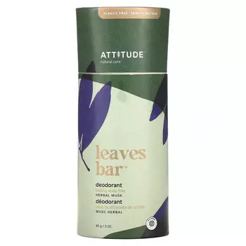 ATTITUDE, Leaves Bar, Deodorant, Herbal Musk, 3 oz (85 g)