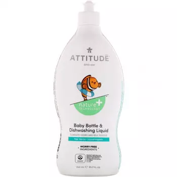 ATTITUDE, Little One, жидкость для мытья детских бутылочек и посуды, грушевый нектар, 700 мл (23,7 жидк. унции)