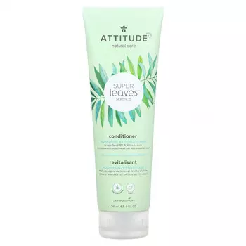 ATTITUDE, Super Leaves Science, натуральный кондиционер, питает и укрепляет, Масло из виноградных косточек и листья оливы, 240 мл (8 oz)