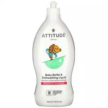 ATTITUDE, Жидкость для мытья бутылочек и детской посуды, без запаха, 700 мл