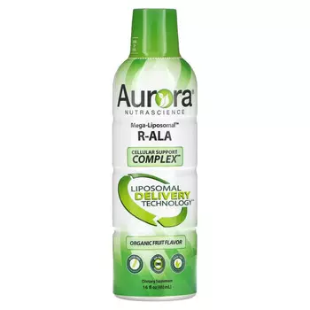 Aurora Nutrascience, Mega-Liposomal R-ALA, R-альфа липоевая кислота, со вкусом органических фруктов, 480 мл (16 жидк. унций)