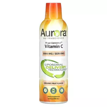 Aurora Nutrascience, Mega-Liposomal Vitamin C, органический фруктовый вкус, 3000 мг, 480 мл (16 жидк. унций)