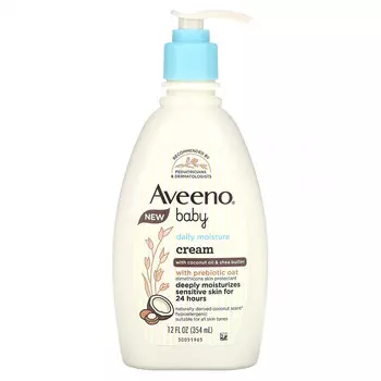 Aveeno, Детский, ежедневный увлажняющий крем, с кокосовым маслом и маслом ши, 354 мл (12 жидк. Унций)