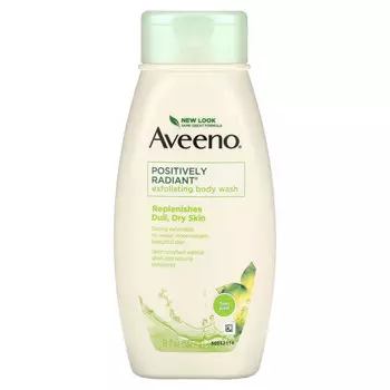 Aveeno, Positively Radiant, отшелушивающий гель для душа, свежесть, 532 мл (18 жидк. Унций)