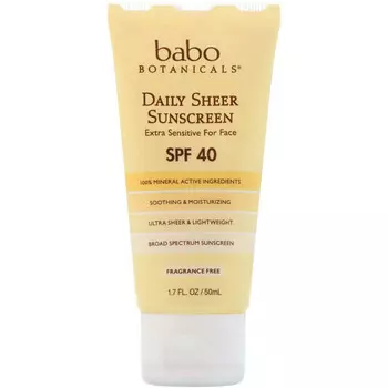 Babo Botanicals, прозрачное минеральное солнцезащитное средство для ежедневного применения, SPF 40, 1.7+, 50 мл (1,7 жидк. унции)