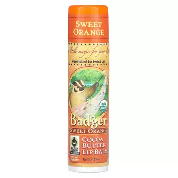 Badger Company, Бальзам для губ с маслом какао, сладкий апельсин, 7 г (0,25 унции)