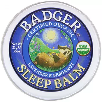 Badger Company, Органический бальзам для сна, лаванда и бергамот, 21 г (0,75 унции)