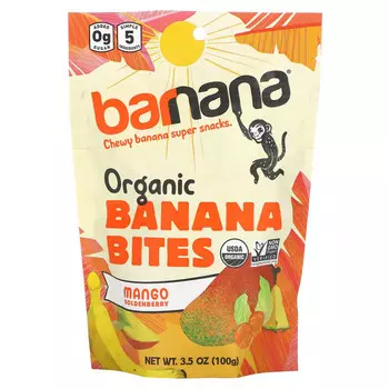 Barnana, Organic Banana Bites, манго и золотая ягода, 100 г (3,5 унции)